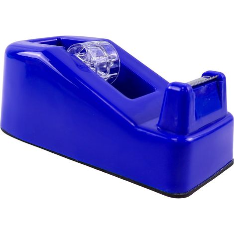 Dévidoir Ruban Adhésif - 1 Unité - Métal et Plastique - Coupe Facile avec Base Lourde - Bureau et Maison - Bleu (1/2)