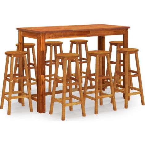 Maison Exclusive - 9-tlg. Gartenbar-Set Massivholz Akazie