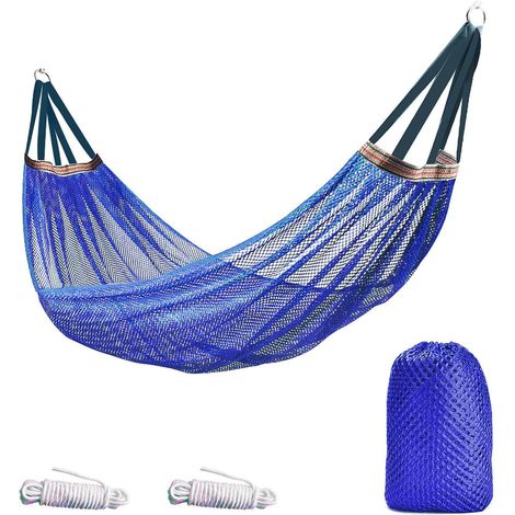 Hamac d'extérieur en maille de nylon ultra-douce et respirante — Charge maximale : 250 kg (Bleu) (1/3)