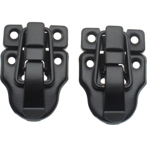 RHG Lot de 2 loquets à bascule en bec de canard de style rétro pour boîte à bijoux, armoire, boîte à outils, valise, avec vis de montage (noir)