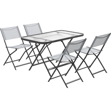 Outsunny Set Tavolo e Sedie da Giardino in Metallo per Terrazza Balcone, Grigio