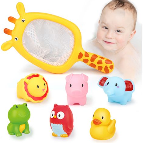 7 Pièces/Set Mignons Filets de Pêche Animaux Jouets de Bain pour Enfants Jeux Aquatiques Bébé (1/5)
