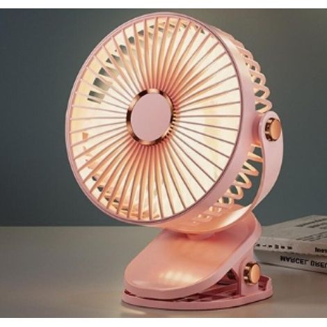 Ventilador recargable con pinza resistente, funcionamiento silencioso (menos de 36 dB(A)) y rotación de 360°. (Rosa, 210 x 70 x 170 mm) (1/5)