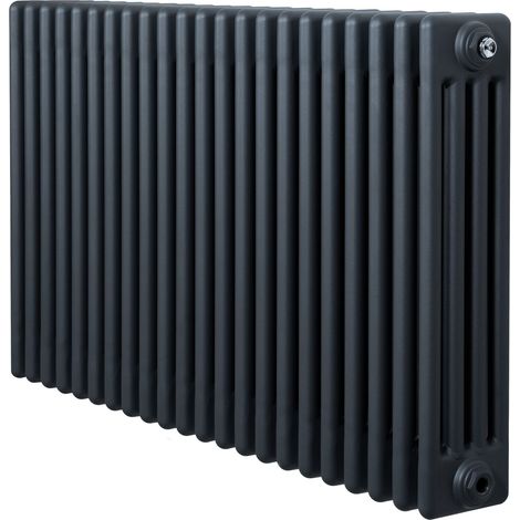 Radiador Tradicional Horizontal 4 Columnas - Gris Antracita  600mm x 1010mm  Acero Premium 1280 W  Soportes, Kit, Cepillo  Garantía 15 Años  Calefacción Eficiente y Elegante