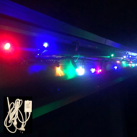 Guirlande lumineuse multicolore de 10 m avec fil vert et électrodes (1/5)
