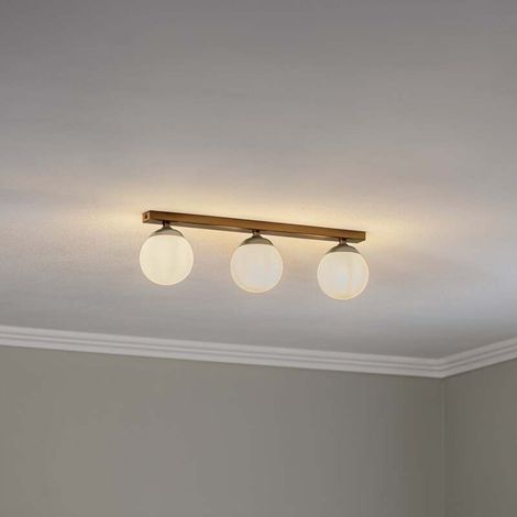 [GEBRAUCHT] B-Ware Deckenlampe Fatis 3-flammig LED Hängelampe dimmbar schwarz opalglas 60x12cm (1/2)