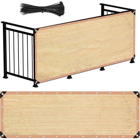 Lona para balcón de HDPE impermeable y resistente al viento, resistente a los rayos UV, con correas de fijación, (amarilla), 0,9 x 4 metros.