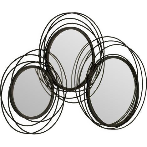Miroir mural art déco métal noir ARKO - L 117 x H 76cm