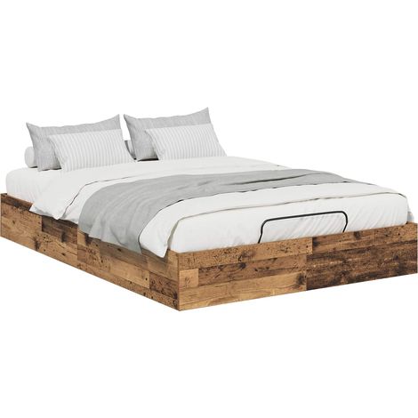 Lit double,Lit adulte,Cadre de lit ottoman Bois ancien 203 x 120 x 25 cm (1/5)