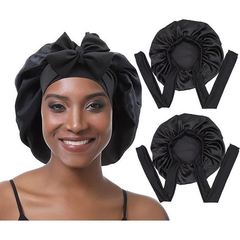 Cuffia in seta per donna - Capelli naturali e voluminosi - Misura regolabile - Notte