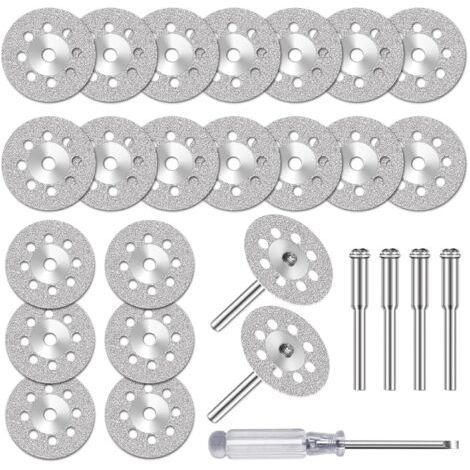 25 Pcs Mini Diamond Cutting Disc for Dremel with 3mm Mandrel for Cutting Stone, Glass, Ceramic (1/5)