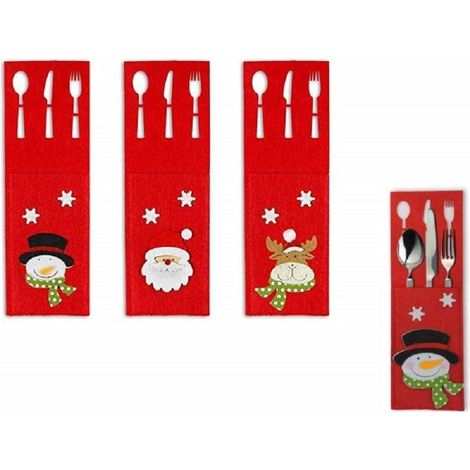 Trade Shop - 6 stücke Rack rot Weihnachten Filz 15x9cm Santa Claus Rentier Puppe Bug Relief -