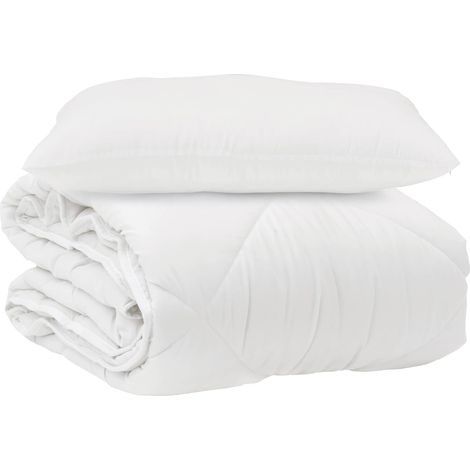 Couette avec oreiller 2 pcs Blanc Microfibre (1/5)