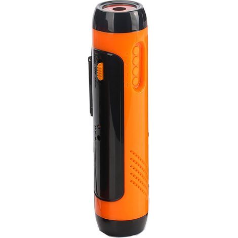 Portable Hand Crank Flashlight with FM Radio Alarm 1800mAh LED Generator for Home Camping Hiking(Yellow)