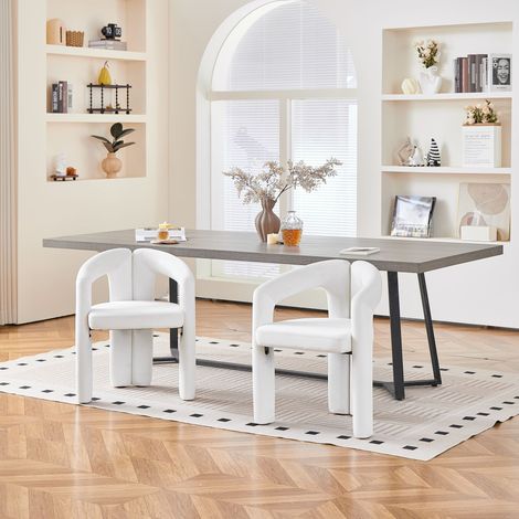 Modern Minimalistisch Esszimmerstuhl 2er Set, VELVET Stoff Polsterstuhl mit Armlehnen, Bequemer Essstuhl für Esszimmer Wohnzimmer Büro, Maximale Belastbarkeit 150kg (1/5)