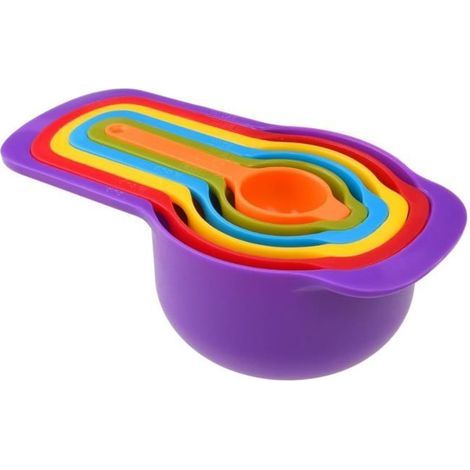 BelleRise - Set aus 6 farbigen Messbechern und -löffeln - für präzise Messungen von 7,5 ml bis 250 ml. (1/5)