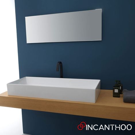 Lavabo d'Appoggio 80x40xh14 cm - Bordo Sottile - Forma Rettangolare - Mod. ZENITH - Design Moderno (1/5)