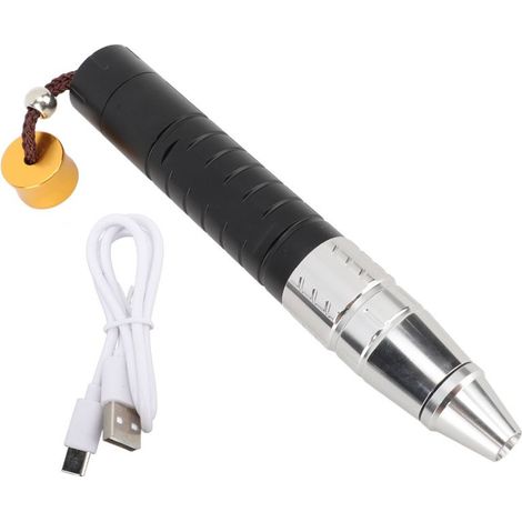 Lampe torche LED 3 en 1 (365 nm) avec interrupteur arrière, port USB Type C, lumière UV blanche et jaune, idéale pour l'identification des pierres précieuses et du jade. (1/5)