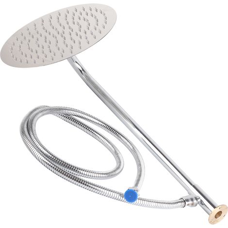 G1/2 Gewinde Edelstahl Rundduschkopf 25 cm (10 Zoll) Wandmontage für Badezimmer, Set (1/5)