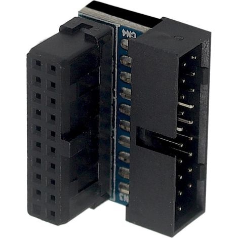 Adaptateur à 90 degrés Connecteur à Angle Droit 19/20 Broches Adaptateur d'alimentation USB pour carte mère d'ordinateur fixe pour Ordinateur PC Fixe Bureau Domicile (1/5)
