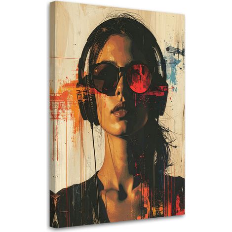 Wandbild Mädchen mit Brille und Kopfhörern 20x30 (1/5)