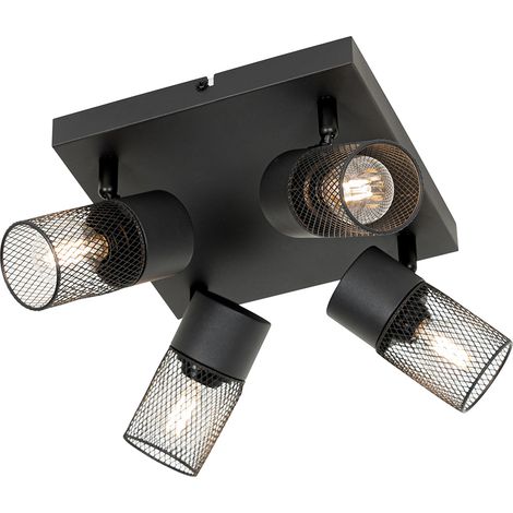 Industrial Ceiling Spot Black 4-Light Adjustable - Jim