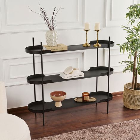 Etagère ovale 3 niveaux 120x34x106 cm métal noir - SEMA