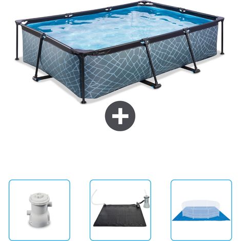 Exit-toys Piscina Exit Rettangolare - Effetto pietra - 300x200x65 cm - 4-pezzi SCB79 (1/4)