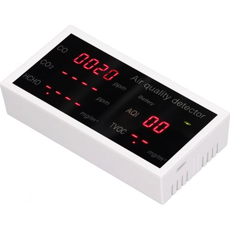 Appareil de mesure de la qualité de l'air intérieur 5 en 1 : détecteur de PM2,5, HCHO et dioxyde de carbone, moniteur de CO2 portable (1/5)