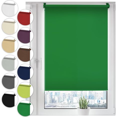 Store Occultant sans Percage Enrouleur Opaque 45x210cm Vert (1/5)