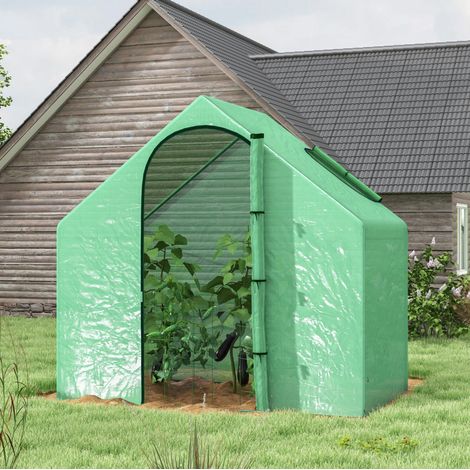 Serre de jardin 180x100x168 cm acier vert avec porte OKMYHOME (1/4)