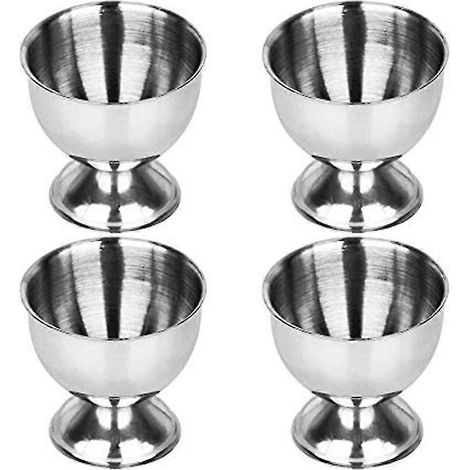 4 Stück Edelstahl-Federdrahttablett, gekochte Eierhalter, Aufbewahrungsregal, Metall-Eierbecher, Spiralfeder (1/5)