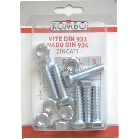 SET DI 6 VITI M8 X 30 DIN933 CLASSE DI RESISTENZA 4.8