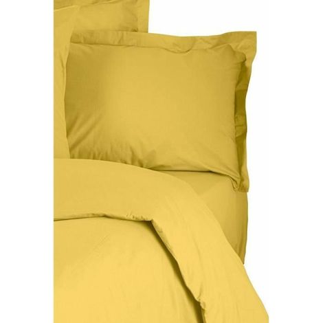 Completo letto - 1 copripiumino 220 x 240 cm + 2 federe 60 x 60 cm - 100% cotone rinforzato - Giallo (1/4)