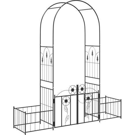Garden Arch with Lock Black 203 x 50 x 218 cm vidaXL