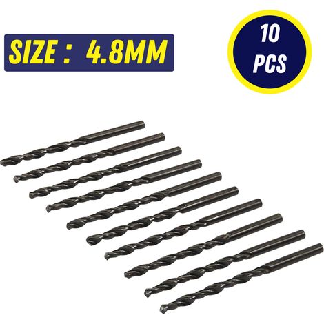 Dapetz ® 10Pcs x 4.8mm HSS Jobber Drill Bits, Black Twist Drill Bits for Stainless Steel Copper Aluminium Alloy Metal, Wood and Plastics DIN338 (1/5)