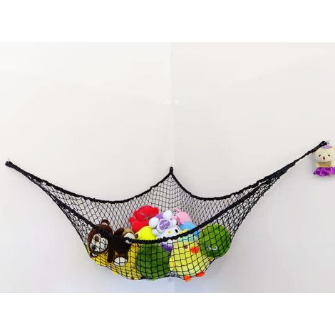 Filiyano-Hamac pour peluches, hamac avec poches à jouets en filet, maille large de 2,5 cm pour ranger les jouets dans le hamac. (1/2)