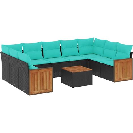 Maison Exclusive - 10-teiliges Gartensofa-Set mit Kissen, schwarz (1/5)