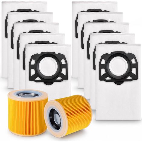 12 pièces KFI 357 Sac KFI 3310 Filtre pour Kärcher WD3, WD2, WD2 Plus, MV3 (1/5)