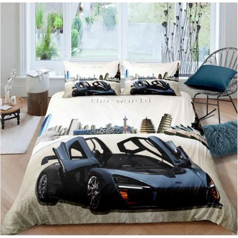 Housse De Couette - 140x200 Cm - Microfibre - Lit Voiture Enfant - Set Avec 2 Taies Doreiller 65x65 Cm (1/4)