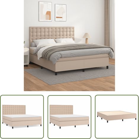 The Living Store Boxspringbett Matratze Cappuccino-Braun 180x200 cm Kunstleder - Boxspringbett - Betten - Doppelbett - Kapuzenkissen - Lattenrost (1/5)