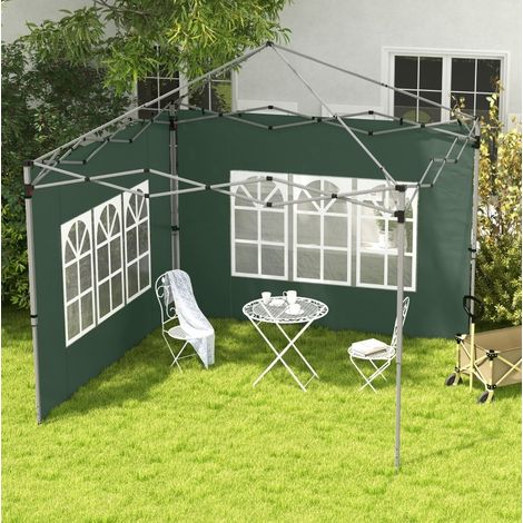 Pareti laterali per gazebo 295 x 195 cm con finestra, impermeabili, verdi, set da 2 DESVIAE (1/5)