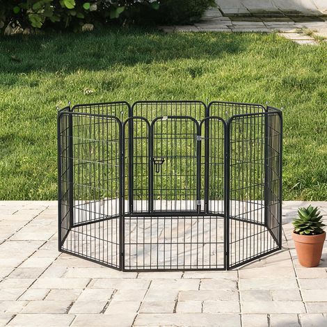 Parc de jeu en métal pour chiot avec porte 79 x 100 cm (1/5)