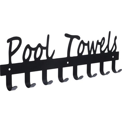 Porte-manteau mural en fer noir avec 6 crochets pour manteaux, serviettes et chapeaux, étagère de (1/5)