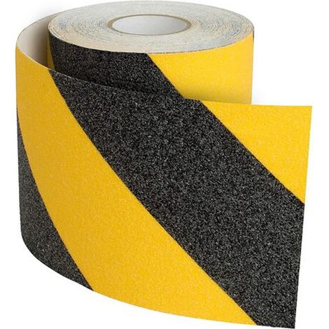 1 rouleau Ruban adhésif antidérapant, 10 cm × 10 m, noir et jaune, pour escaliers intérieurs/extérieurs, douches, cuisines et entrées (1/5)