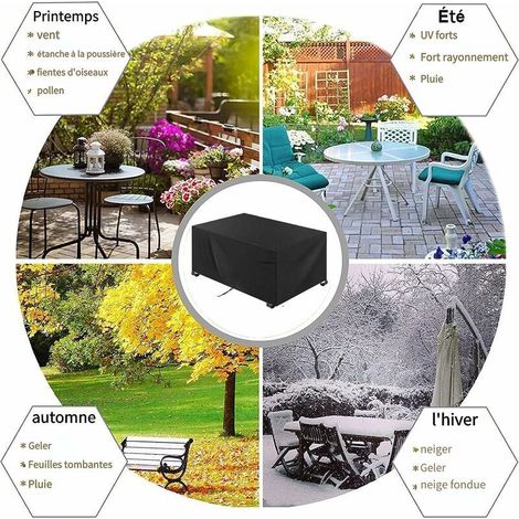 Gartentischabdeckung 230x120x75cm Schwarz 420D Oxford-Gewebe Gartenmöbelabdeckung Windbeständig UV-beständig Gartentischplane für rechteckige Gartenmöbel thsinde A (1/5)
