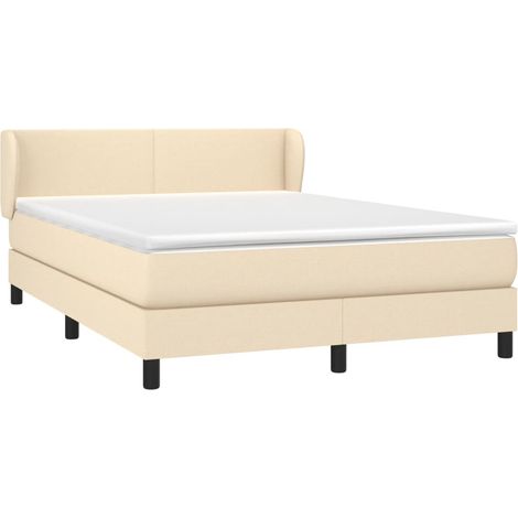 vidaXL Giroletto a Molle con Materasso Crema 140x200 cm in Tessuto (1/5)