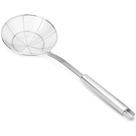 Espumadera de acero inoxidable tipo araña, juego de 1, colador y escurridor profesional de alambre de acero para agua o aceite - Espumadera metálica de cocina - Mango resistente al calor - 39 cm
