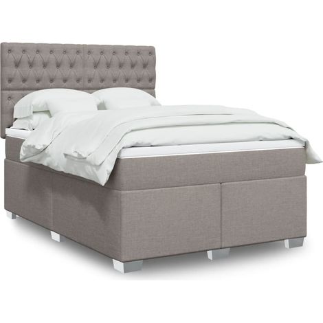 vidaXL Sommier à lattes de lit avec matelas Taupe 160x200 cm Tissu (1/5)