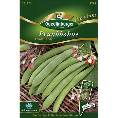 Quedlinburger Saatgut – Haricot d'Espagne Painted Lady – Graines de légumes, fleurs bicolores blanc et rouge (1/2)